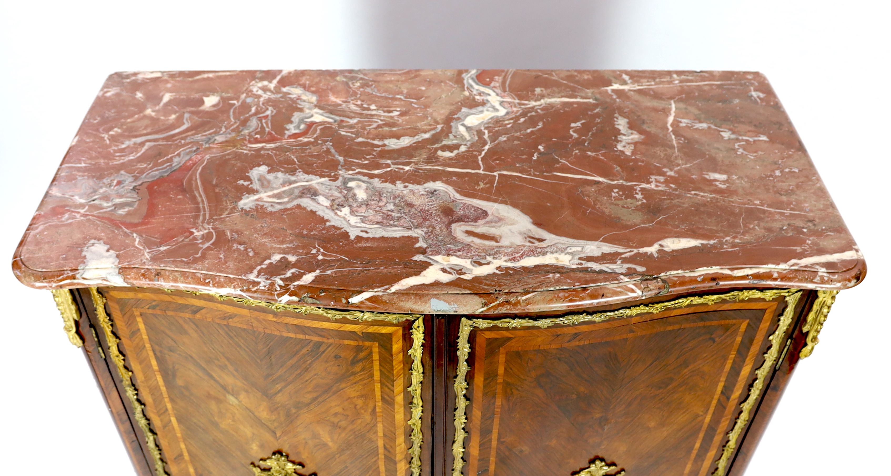 A Louis XV ormolu mounted rosewood and tulipwood Meuble d’Appui, Please note this lot attracts an additional import tax of 5% on the hammer price